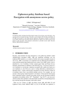 Ciphertext Policy Attribute based Encryption with anonymous access
  policy