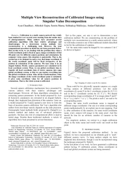 Multiple View Reconstruction of Calibrated Images using Singular Value
  Decomposition