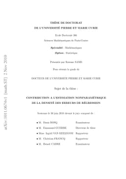 Contribution to the Nonparametric Estimation of the Density of the
  Regression Errors (Doctoral Thesis)