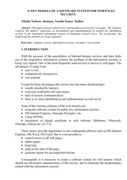 E-Net Models of a Software System for Web Pages Security SECURITY
