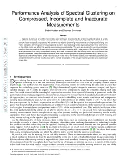 Performance Analysis of Spectral Clustering on Compressed, Incomplete
  and Inaccurate Measurements