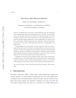 The Lasso under Heteroscedasticity