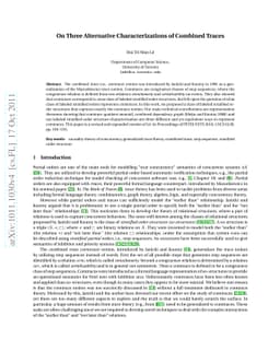 On Three Alternative Characterizations of Combined Traces