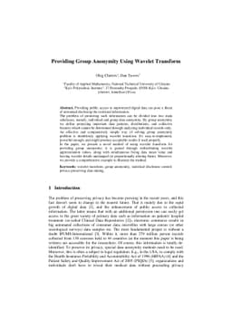 Providing Group Anonymity Using Wavelet Transform