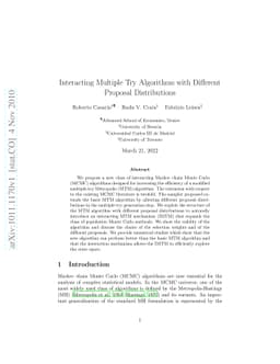 Interacting Multiple Try Algorithms with Different Proposal
  Distributions