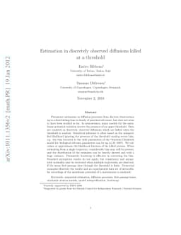 Estimation in discretely observed diffusions killed at a threshold