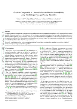 Gradient Computation In Linear-Chain Conditional Random Fields Using The
  Entropy Message Passing Algorithm