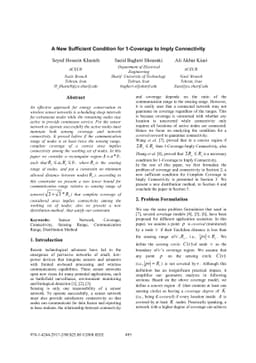 A New Sufficient Condition for 1-Coverage to Imply Connectivity