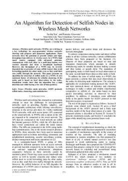 An Algorithm for Detection of Selfish Nodes in Wireless Mesh Networks