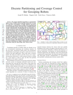 Discrete Partitioning and Coverage Control for Gossiping Robots