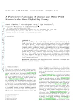 Photometric Catalogue of Quasars and Other Point Sources in the Sloan
  Digital Sky Survey