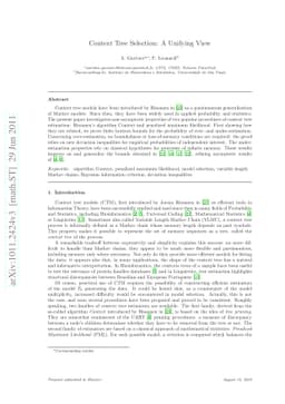 Context Tree Selection: A Unifying View