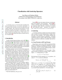 Classification with Scattering Operators