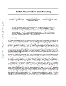 Random Projections for $k$-means Clustering