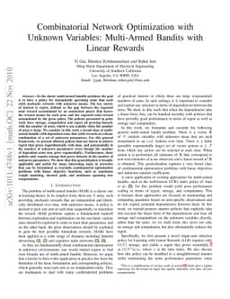 Combinatorial Network Optimization with Unknown Variables: Multi-Armed
  Bandits with Linear Rewards