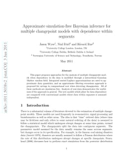 Approximate simulation-free Bayesian inference for multiple changepoint
  models with dependence within segments