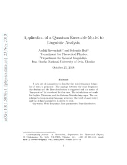 Application of a Quantum Ensemble Model to Linguistic Analysis