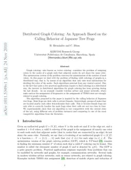 Distributed Graph Coloring: An Approach Based on the Calling Behavior of
  Japanese Tree Frogs