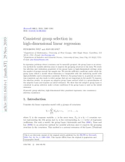 Consistent group selection in high-dimensional linear regression