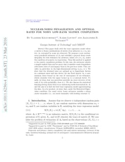 Nuclear norm penalization and optimal rates for noisy low rank matrix
  completion