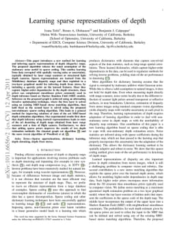 Learning sparse representations of depth