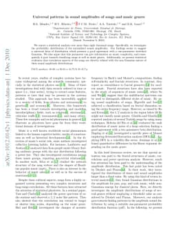 Universal patterns in sound amplitudes of songs and music genres