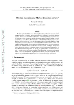 Optimal measures and Markov transition kernels