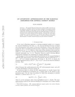 An asymptotic approximation of the marginal likelihood for general
  Markov models