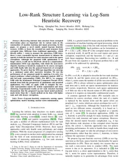 Low-Rank Structure Learning via Log-Sum Heuristic Recovery