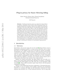 Plug-in privacy for Smart Metering billing