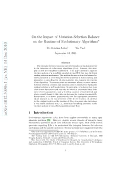 On the Impact of Mutation-Selection Balance on the Runtime of
  Evolutionary Algorithms