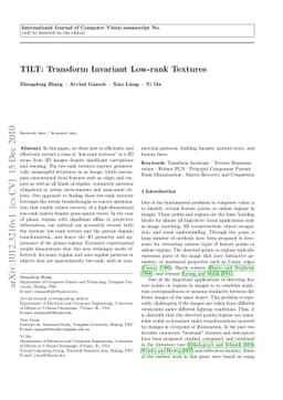 TILT: Transform Invariant Low-rank Textures
