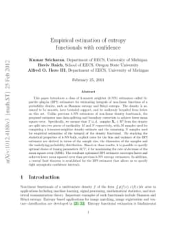 Empirical estimation of entropy functionals with confidence