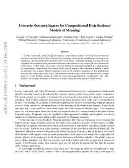 Concrete Sentence Spaces for Compositional Distributional Models of
  Meaning