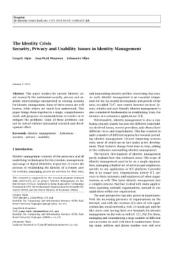 The Identity Crisis. Security, Privacy and Usability Issues in Identity
  Management