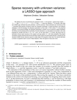 Sparse recovery with unknown variance: a LASSO-type approach
