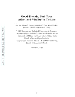 Good Friends, Bad News - Affect and Virality in Twitter