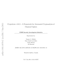 Cryptolysis v.0.0.1 - A Framework for Automated Cryptanalysis of
  Classical Ciphers