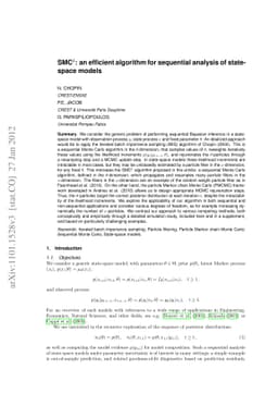 SMC^2: an efficient algorithm for sequential analysis of state-space
  models