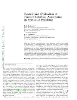Review and Evaluation of Feature Selection Algorithms in Synthetic
  Problems