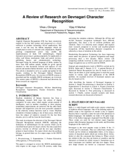 A Review of Research on Devnagari Character Recognition