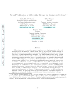 Formal Verification of Differential Privacy for Interactive Systems