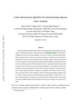 A fast and recursive algorithm for clustering large datasets with
  $k$-medians