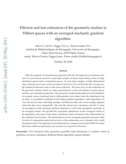 Efficient and fast estimation of the geometric median in Hilbert spaces
  with an averaged stochastic gradient algorithm