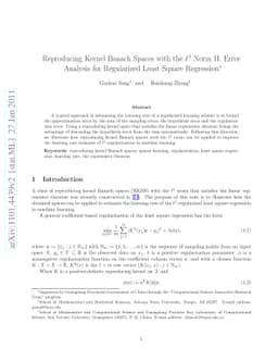 Reproducing Kernel Banach Spaces with the l1 Norm II: Error Analysis for
  Regularized Least Square Regression