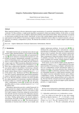 Adaptive Submodular Optimization under Matroid Constraints