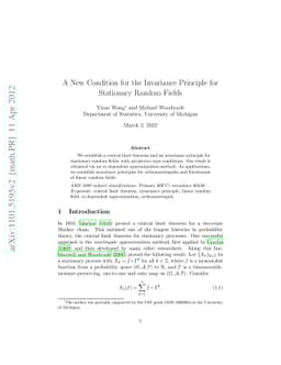 A New Condition for the Invariance Principle for Stationary Random
  Fields