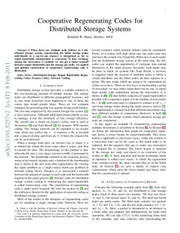 Cooperative Regenerating Codes for Distributed Storage Systems