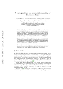A correspondence-less approach to matching of deformable shapes