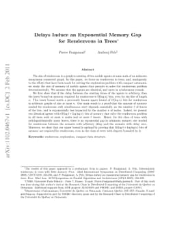 Delays Induce an Exponential Memory Gap for Rendezvous in Trees